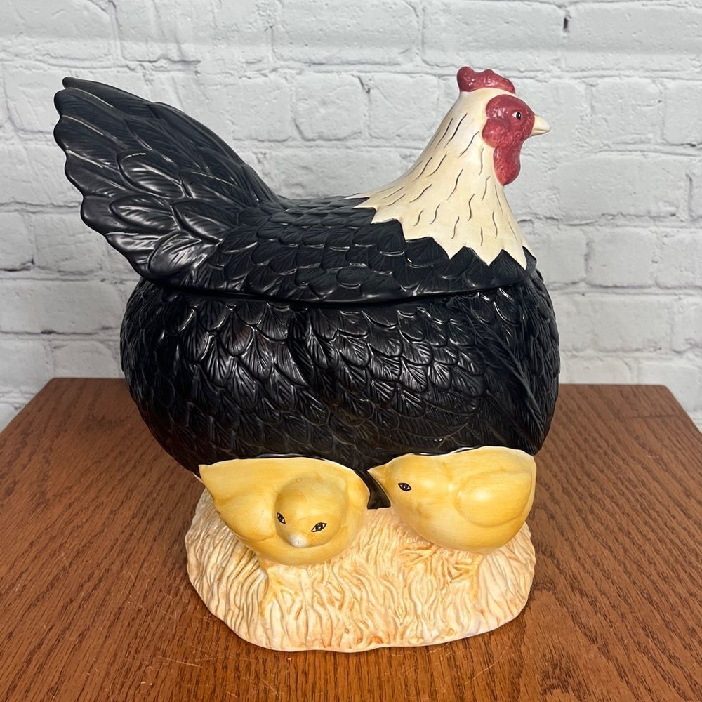 Vintage Sakura Warren Kimble Hen & Chicks Chicken Cookie Jar - Picture 3 of 7